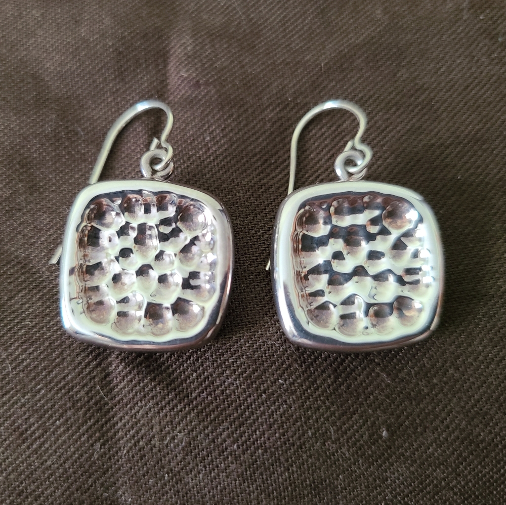 Simon Sebbag Sterling Silver Hammered Square Earrings